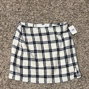Altar'd State Black & White Checked Bouclé Mini Skirt